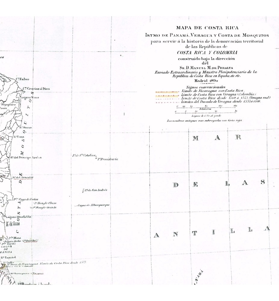 Mapa de Costa Rica, Istmo de Panamá, Veragua y Costa Mosquitos