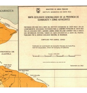 Mapa Geológico generalizado de la Provincia de guanacaste y zonas adyacentes