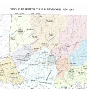 Croquis de Heredia y sus alrededores año 1965