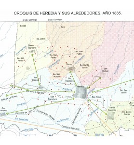 Croquis de Heredia y sus alrededores año 1885